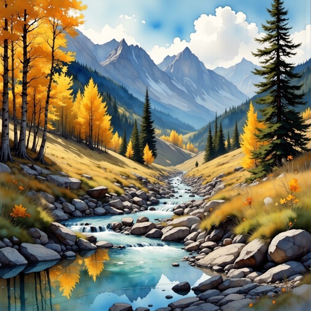 Mountain Oasis with Hot Springs and Aspen Trees