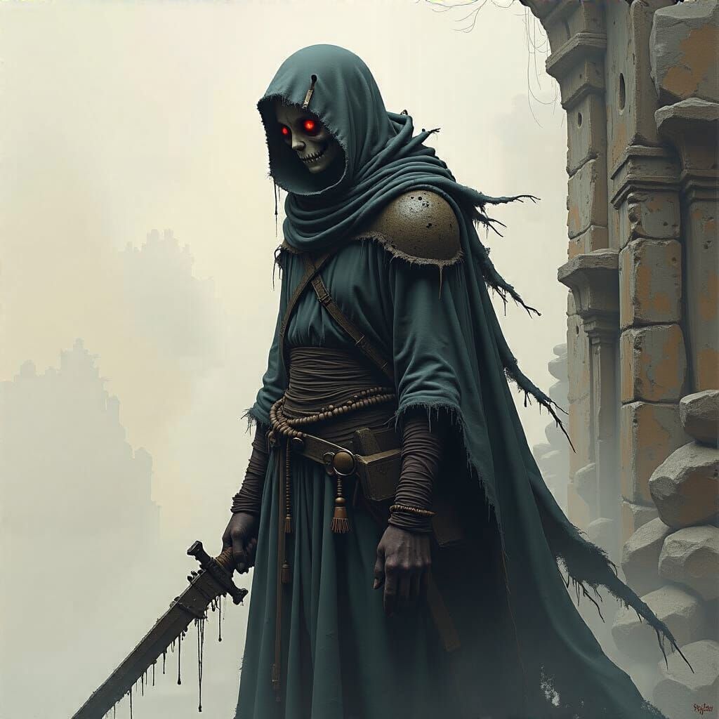 Grimdark Character Portrait in Joao Ruas Style