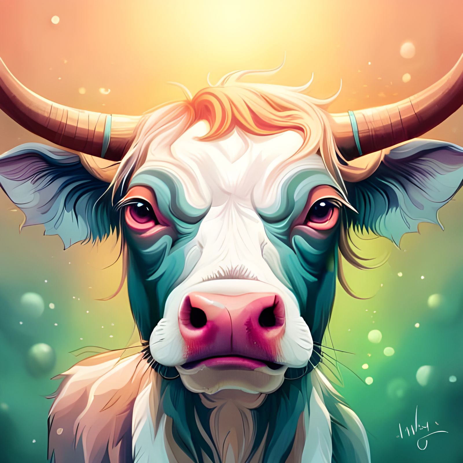 Sad Cartoon Cow Portrait by Awwchang