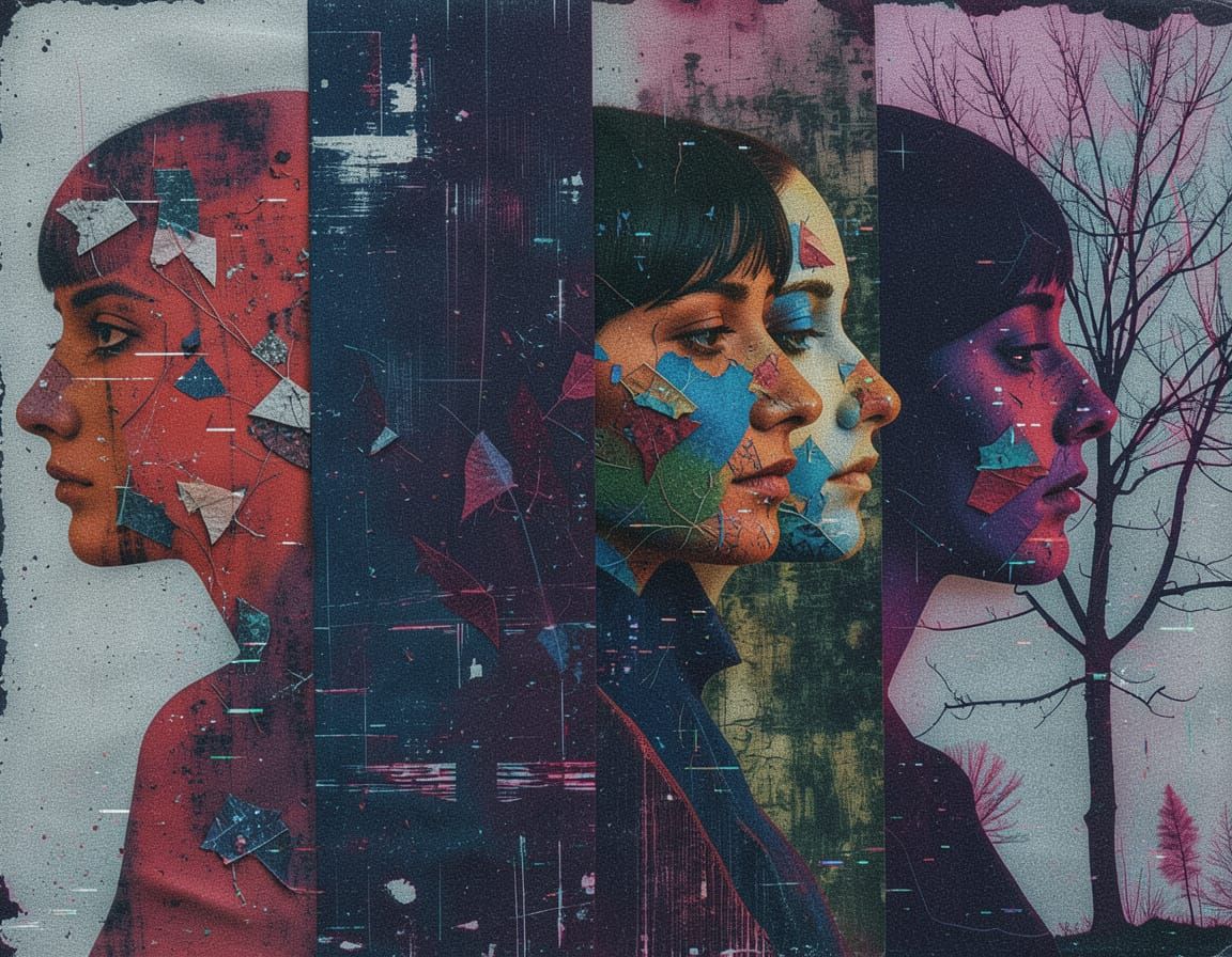 Seasonal Silhouettes in Digital Mixed Media