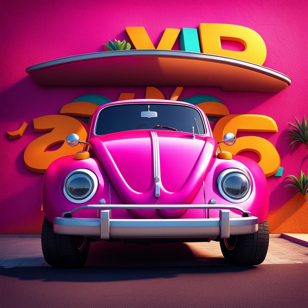 Anthropomorphic VW Bug as 3D Digital Art