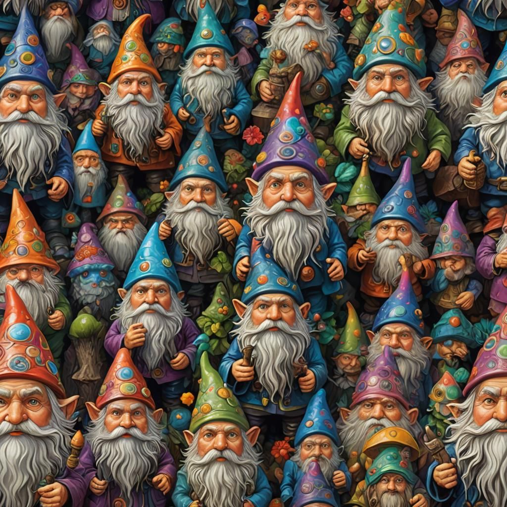 Psychedelic Gnome Master Staring Intently