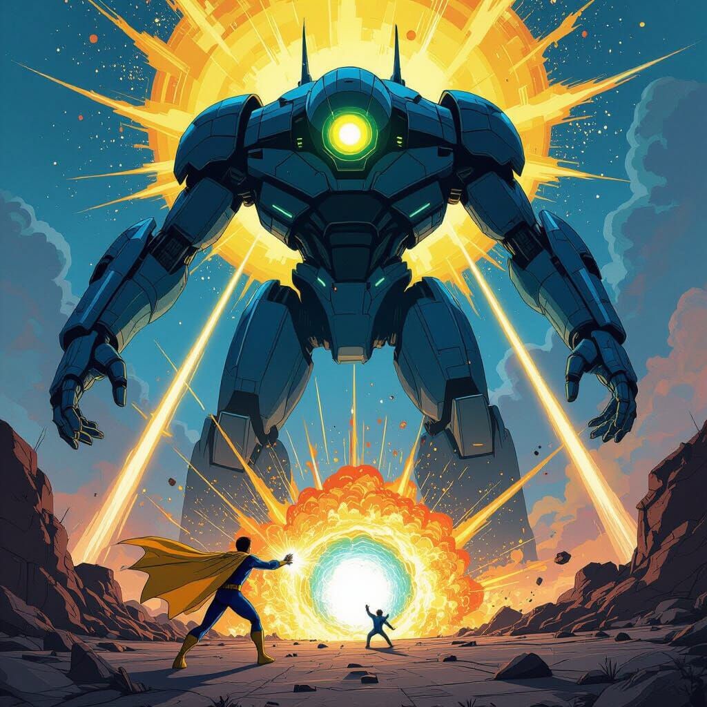 Colossal Alien Dominates Superhero in Sci-Fi Battle