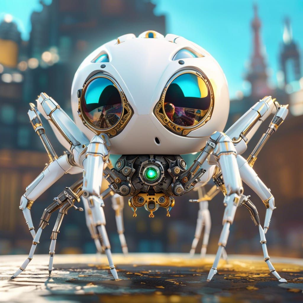 Cyberpunk Mechanical Spider in Baroque Style