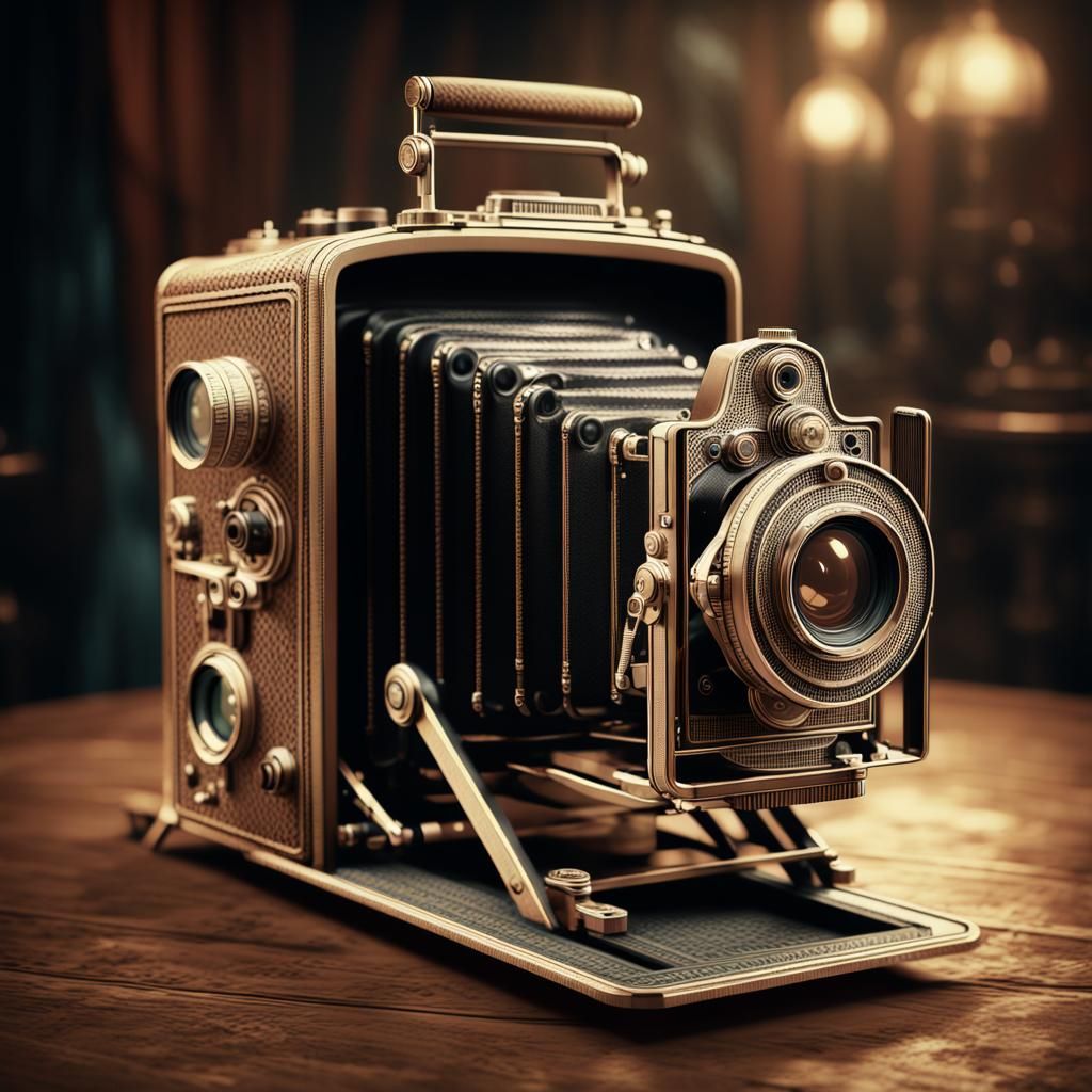 Vintage Camera Portrait in Sepia Tone