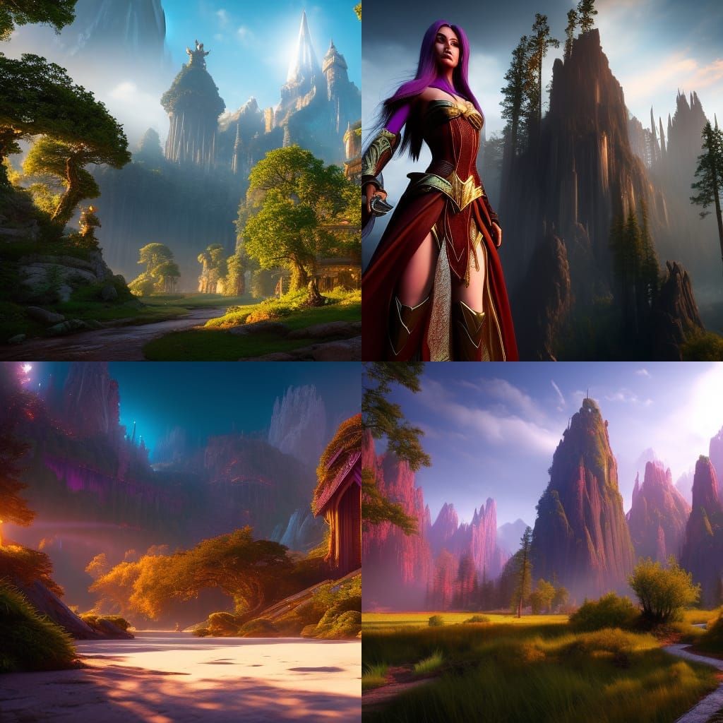 Elegant Elves in a Bright Fantasy Scene