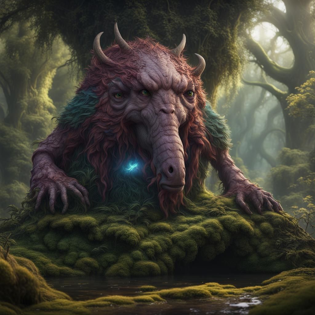 new creature, whimsical, magical, ancient, forest creature, ...