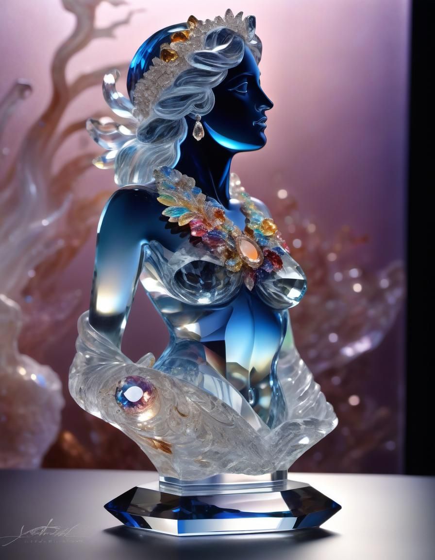 Crystal Bust of Aphrodite in Mixed Media