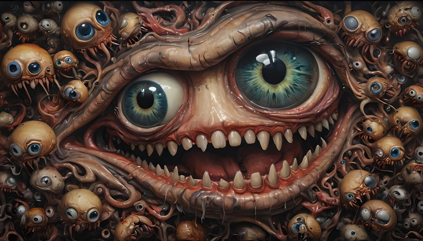 Nightmarish Hellscape Mural in Hyperrealistic Style