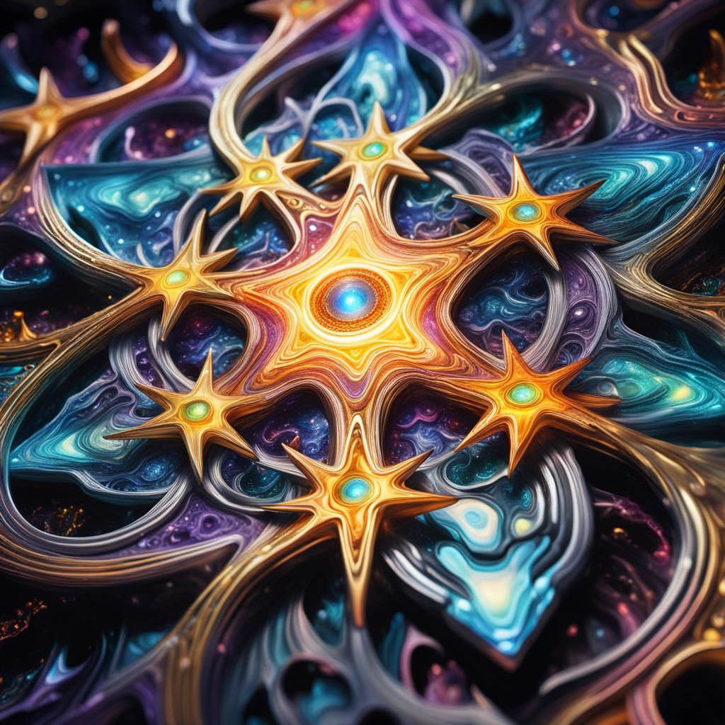 Iridescent Star-Beings in Cosmic Concept Art