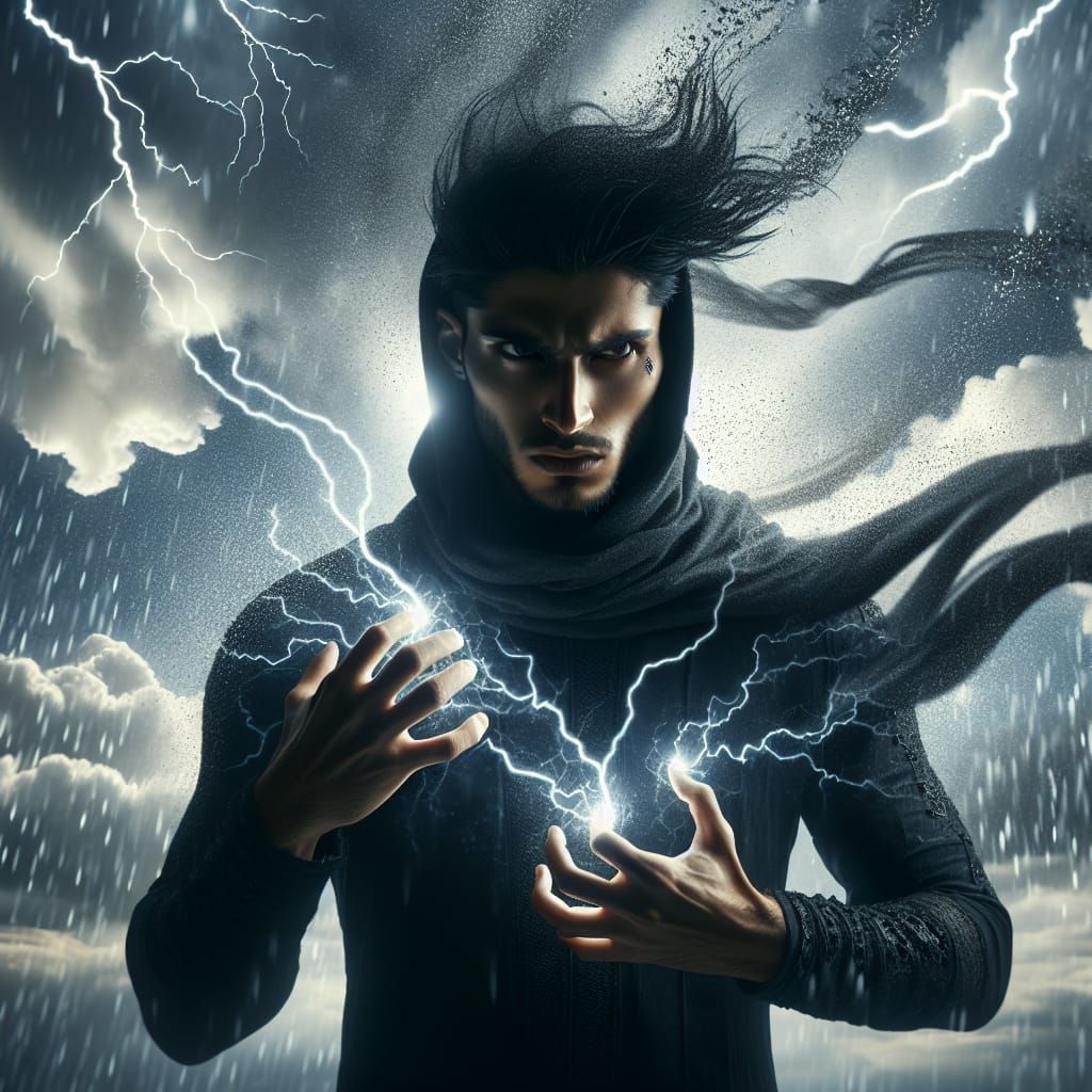 Weather-Controlling Villain Surrounded by Storm