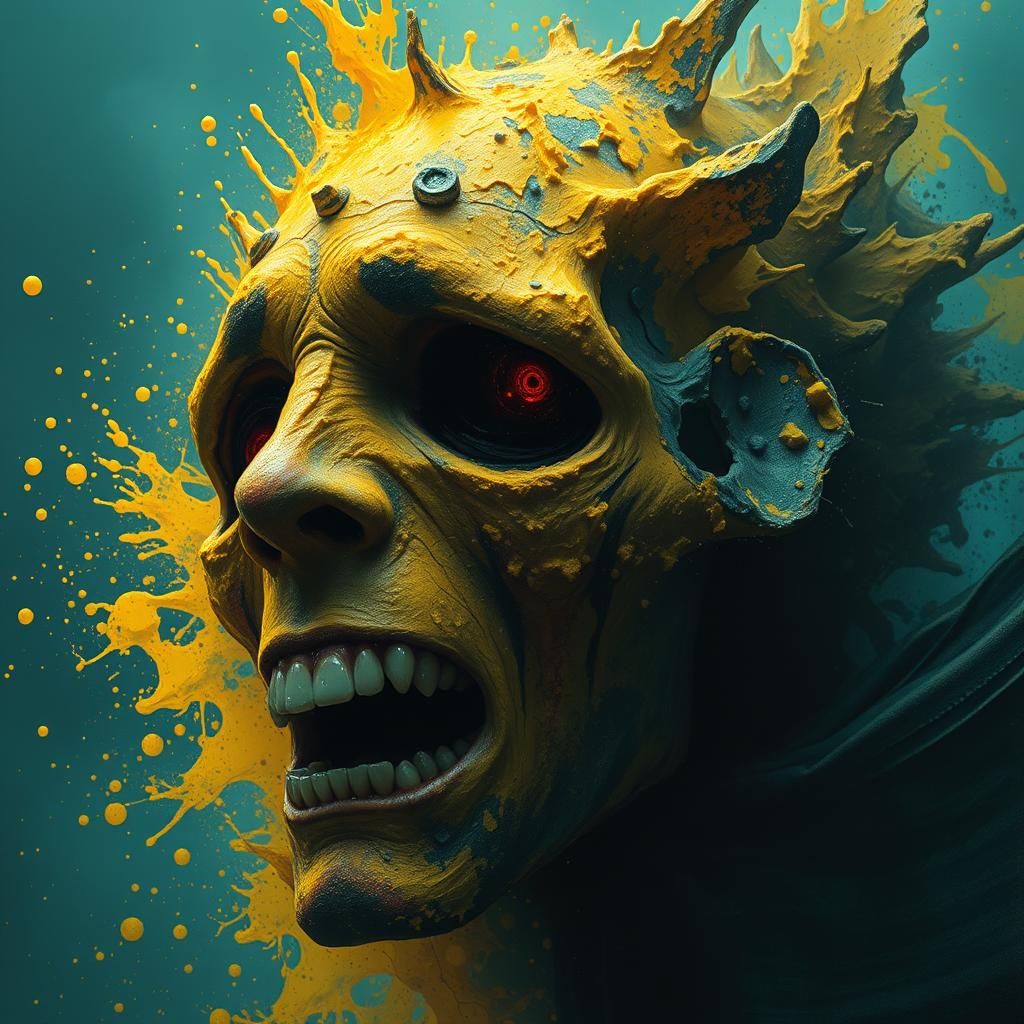 Surreal Figure Escaping Cheese, Dynamic Lighting