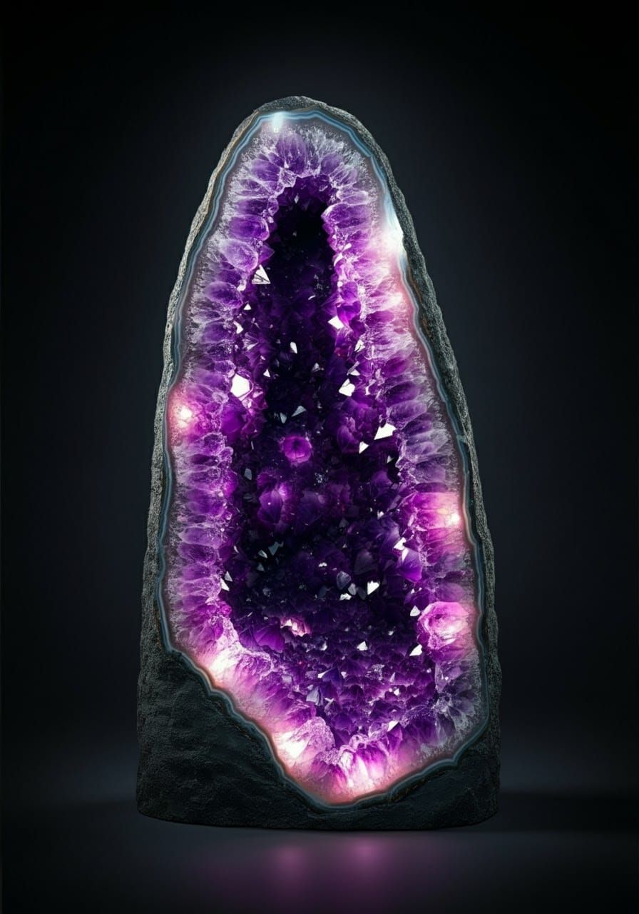Illuminated Amethyst Geode in Hyperrealistic Digital Art