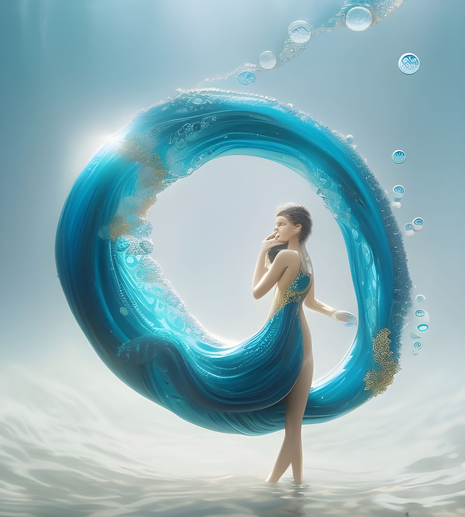 Liquid Sand Mermaid: a Digital Water Elemental