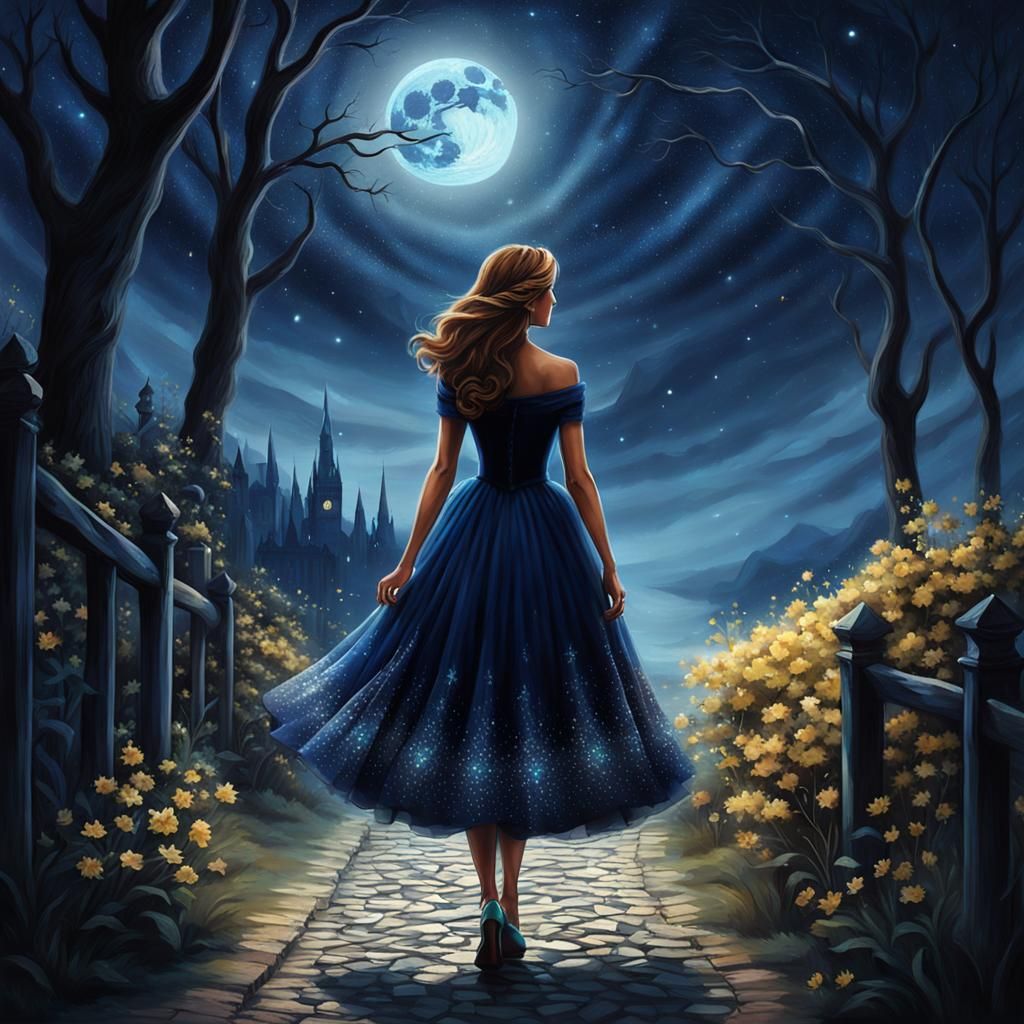 Elegant Woman Walking in the Night