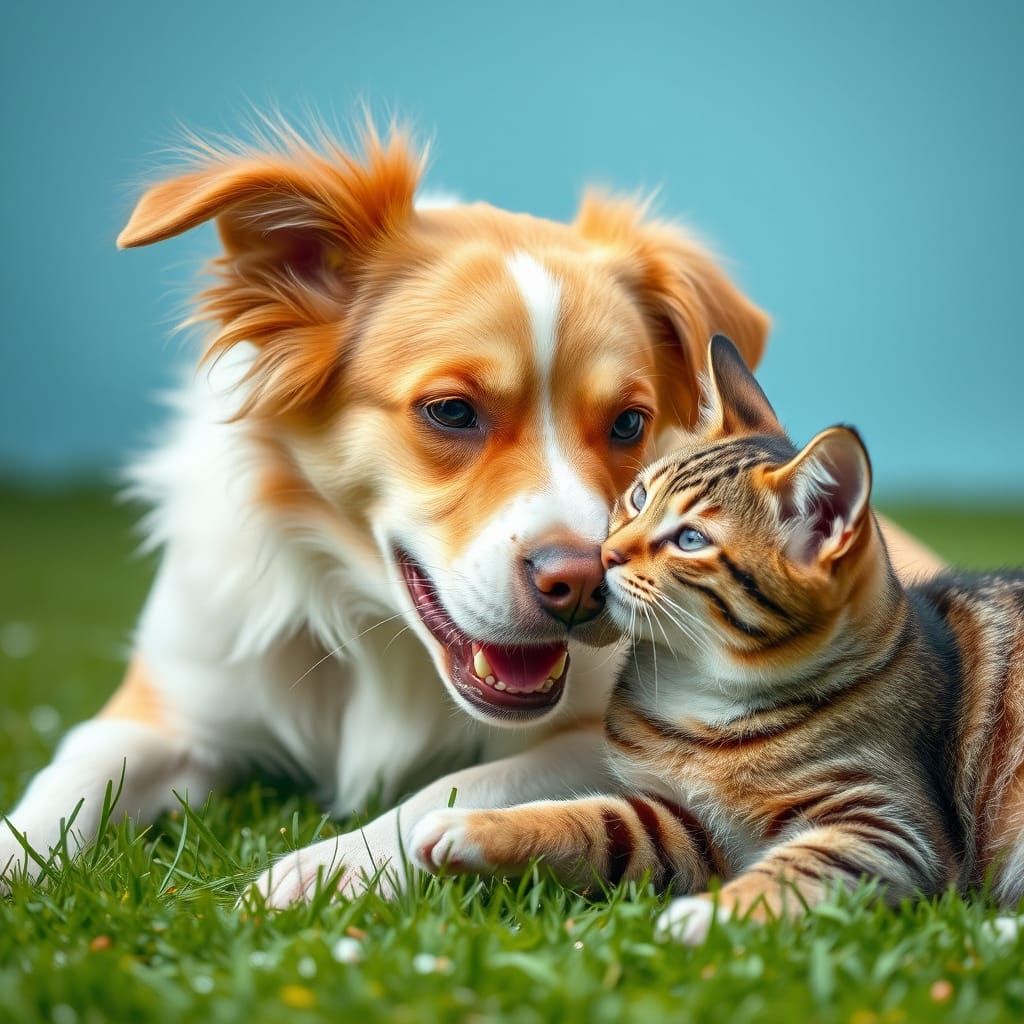 Canine and Feline Friendship in Playful Harmony