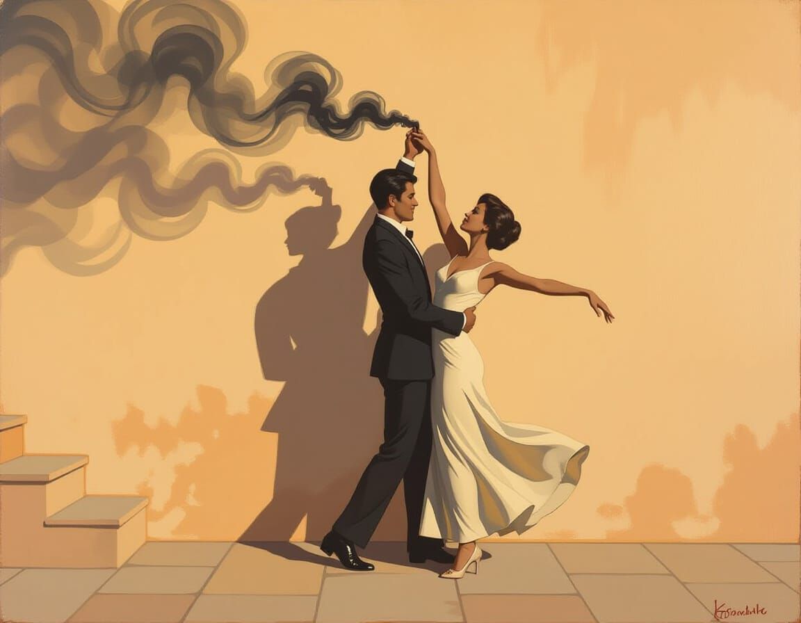 Dancing Shadows on Wall as Oil Painting