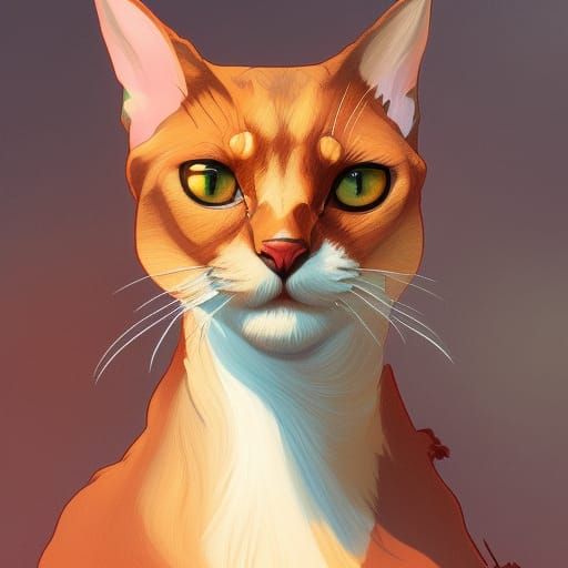 Hyperdetailed Abyssinian Cat Portrait in Splash Art Style
