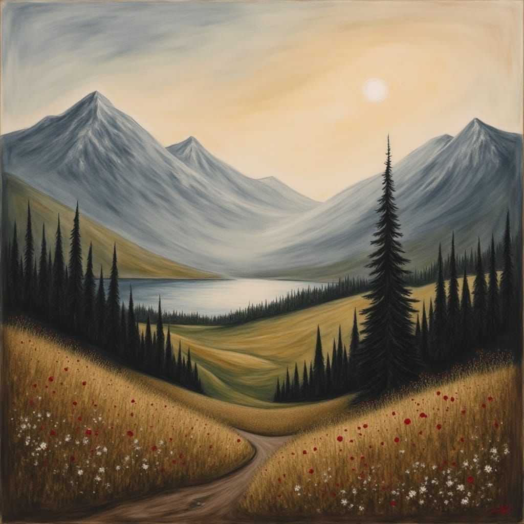 Serene Landscape: Impressionist Dreamscapes and Golden Light