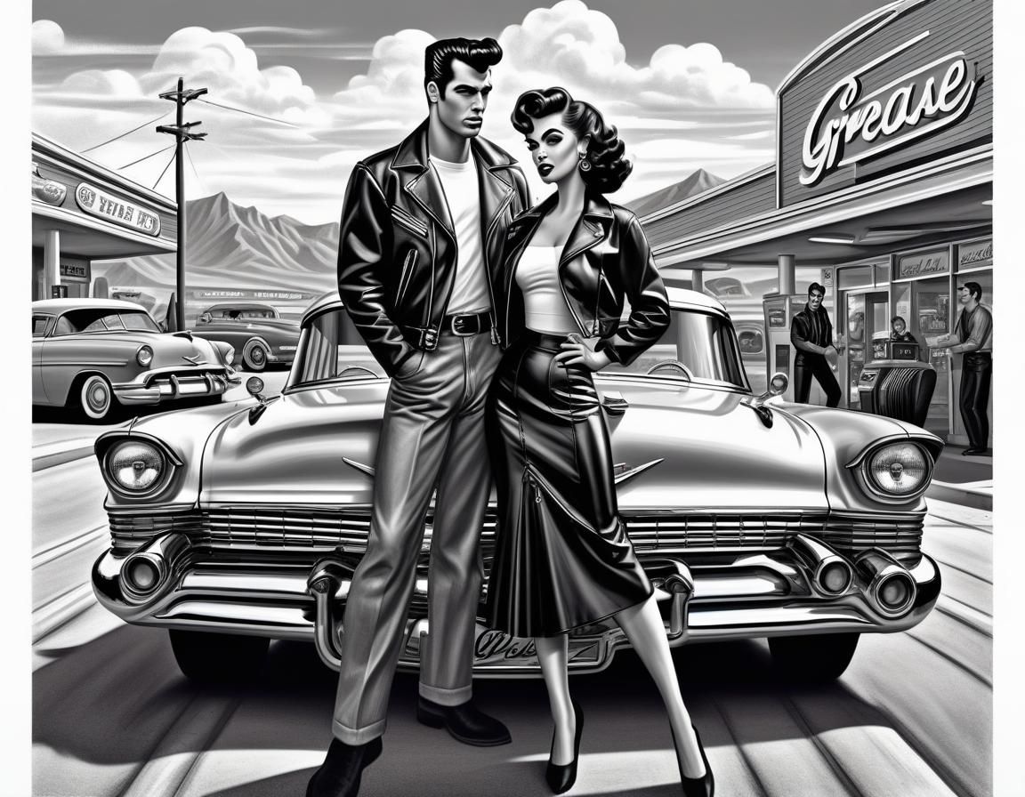 1950s Rockabilly Couple Illustration