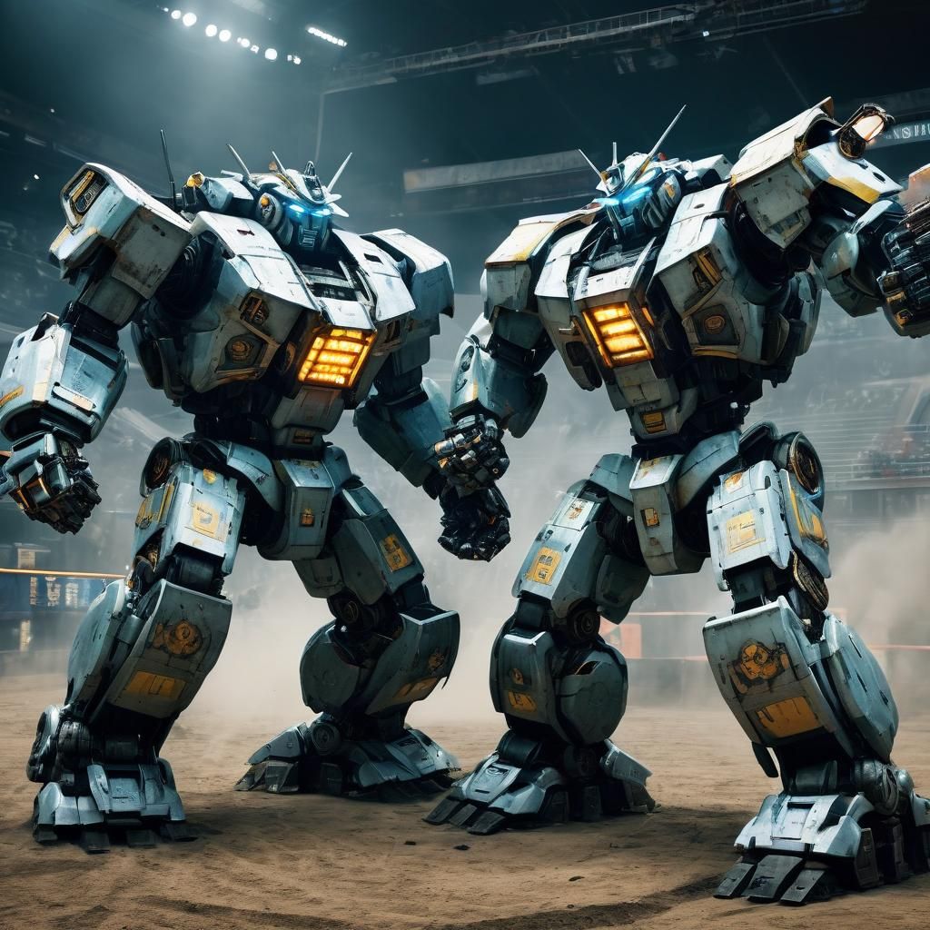 Giant Mecha Robots Battle in Arena