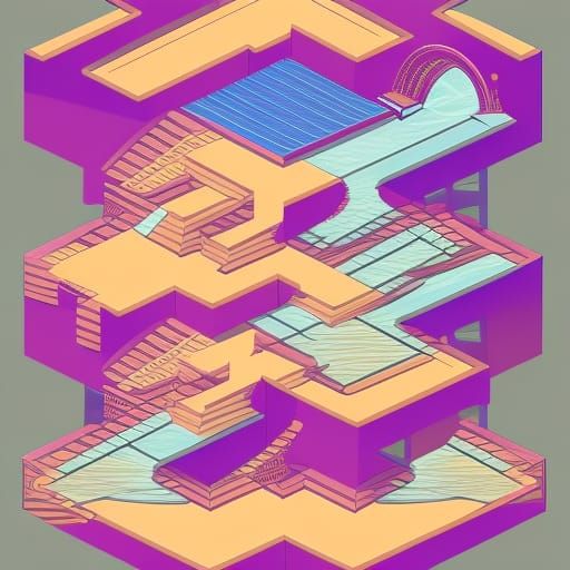 Escher-esque Isometric Waterfalls and Staircases