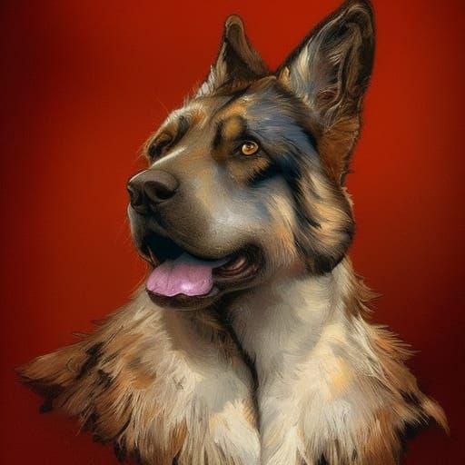 Majestic Tatra Shepherd Dog Portrait in Digital Art Style