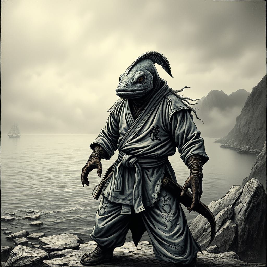 Ominous Karate Fish on the Edge of La Spezia Gulf