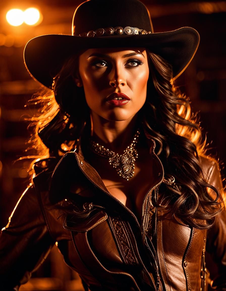 Cinematic Cowgirl Dances in a Saloon