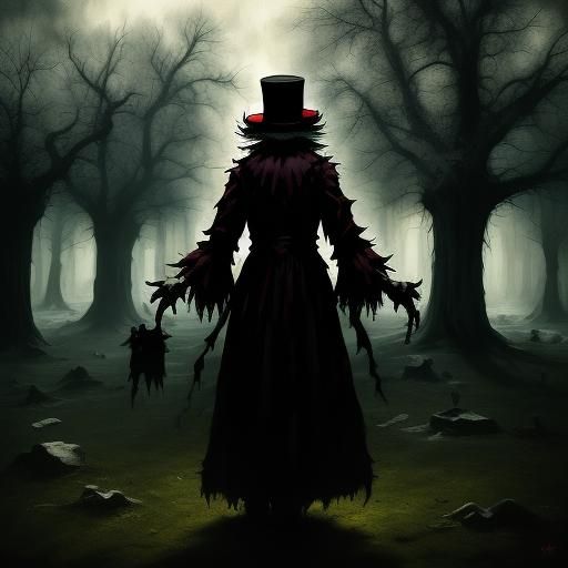 Sinister Shadow Man in Park, Dark Fantasy Art