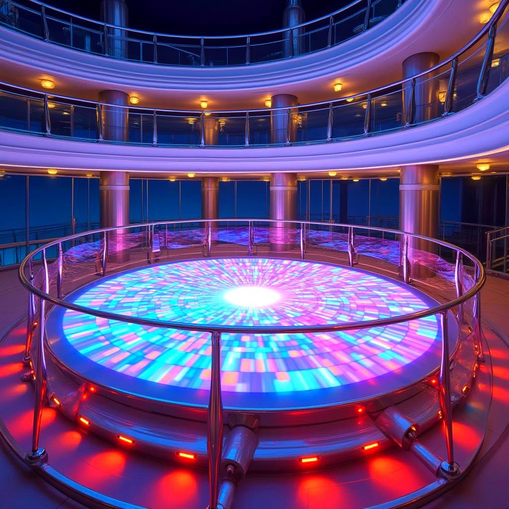 Vibrant Disco Dance Floor Emerges from Below in a Kaleidosco...