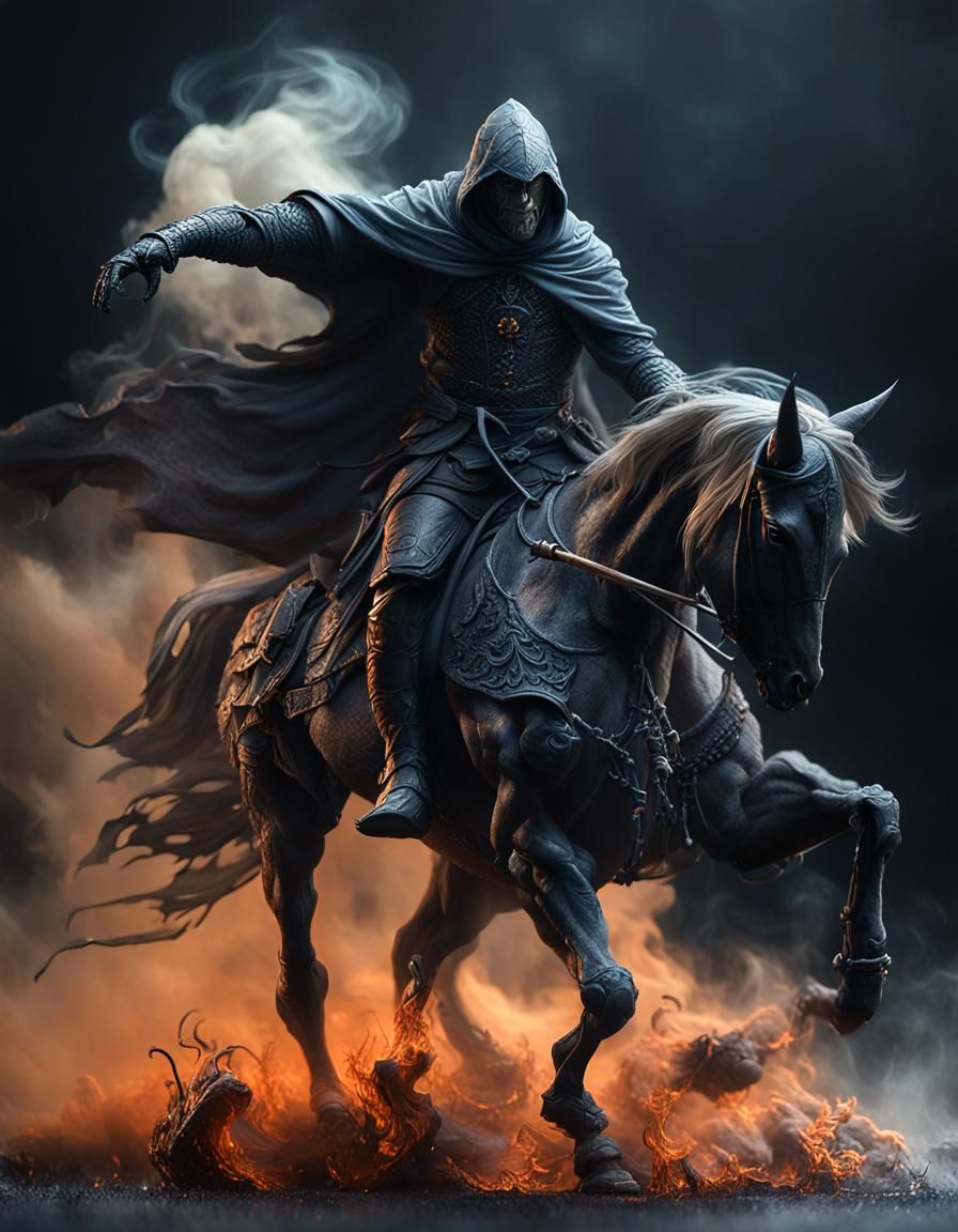 Spectral Headless Horseman in Macro Photography Style