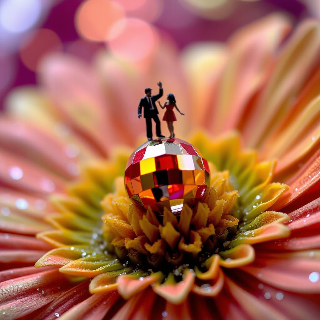 Microscopic Disco Party in Gerbera Flower: Macro Photography