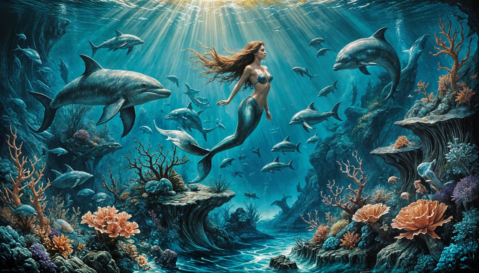 Mermaid's Surreal Seaside Encounter in Impressive Watercolor...