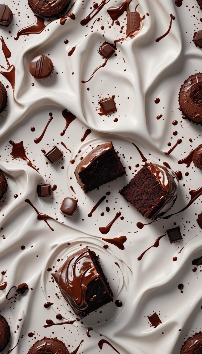 Realistic Chocolate Cake Label on Milk Cloth