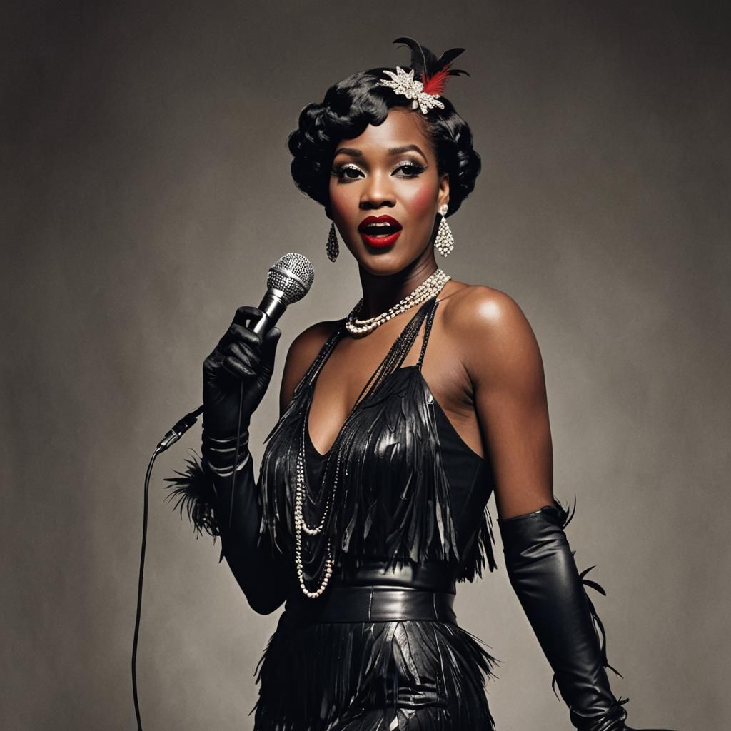 Jazz Age Singer in 1920s Style, Photoreal Silhouette