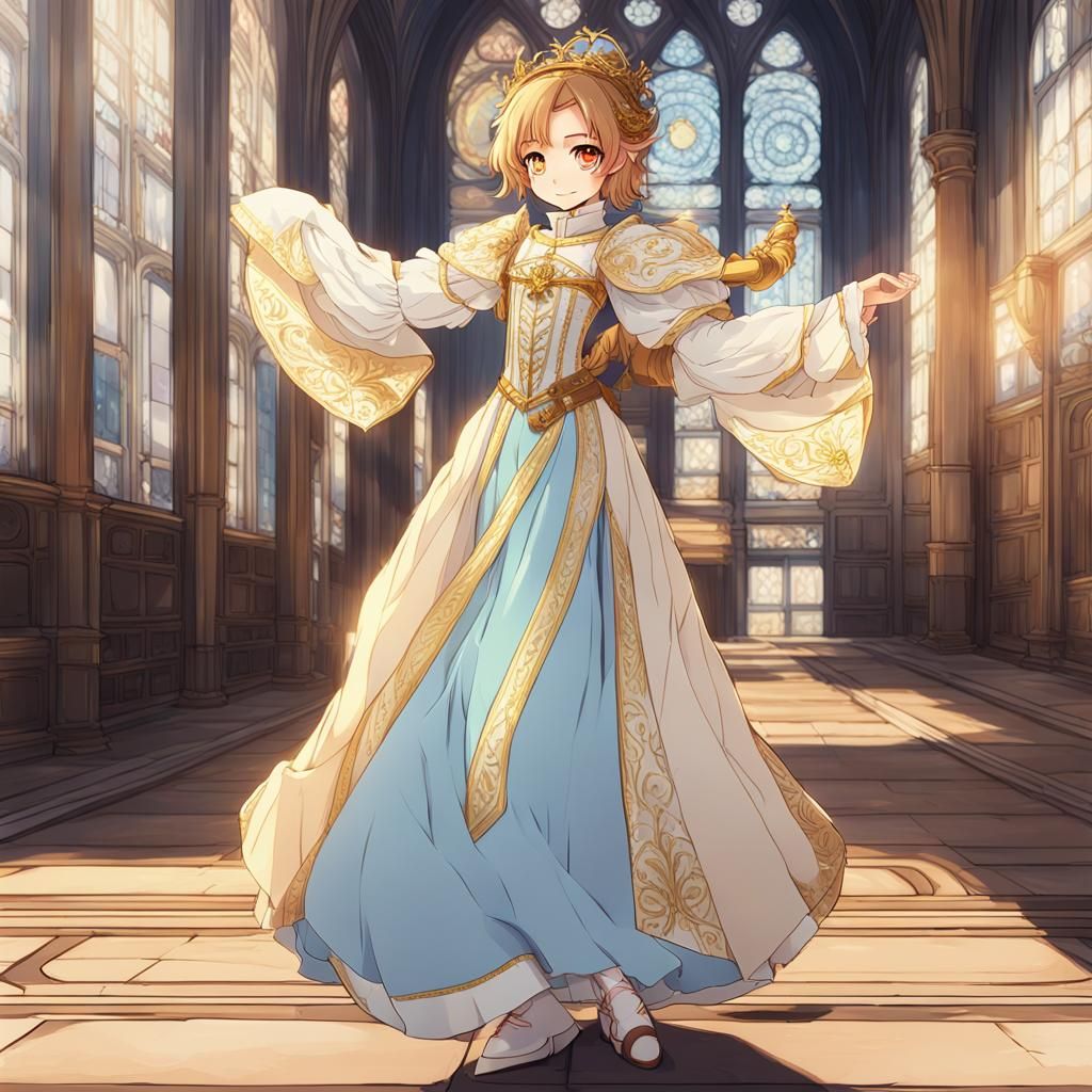 Anime Goddess in Renaissance Splendor