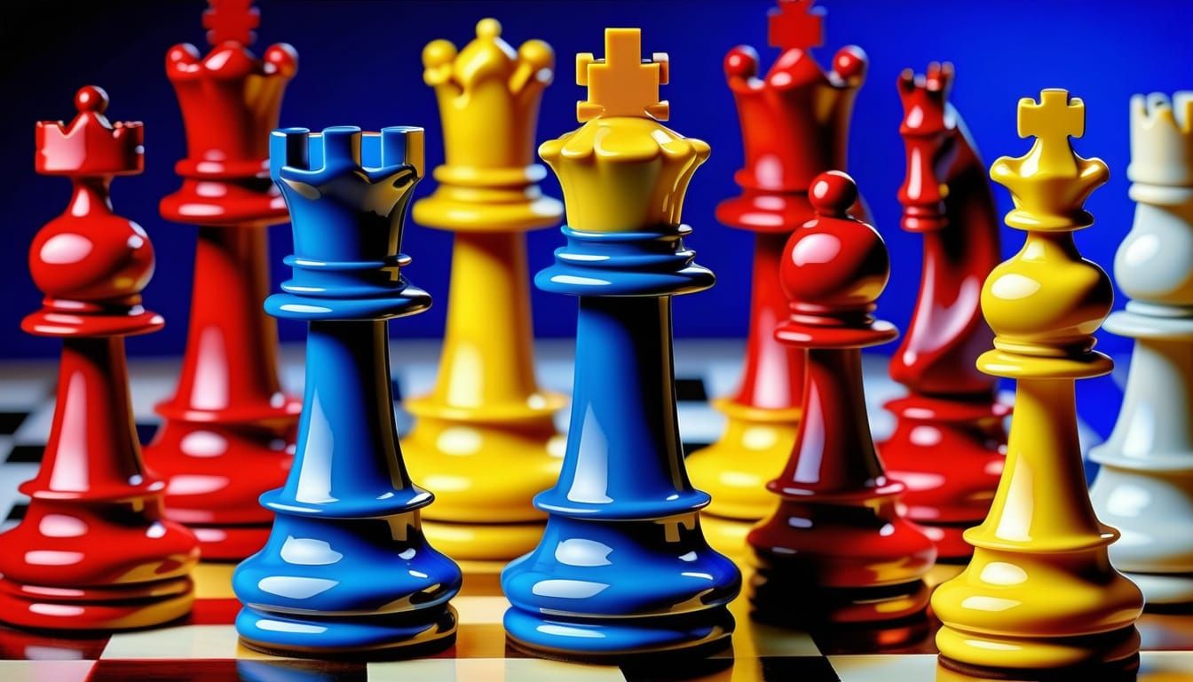 Piet Mondrian-Inspired Abstract Artwork in Hyperdetailed Col...