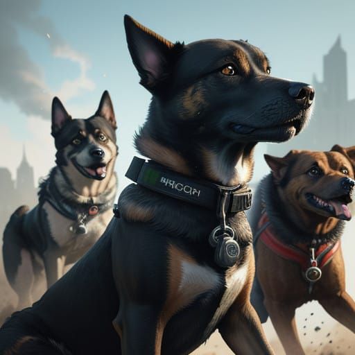 Canine Professionals in Futuristic Attire