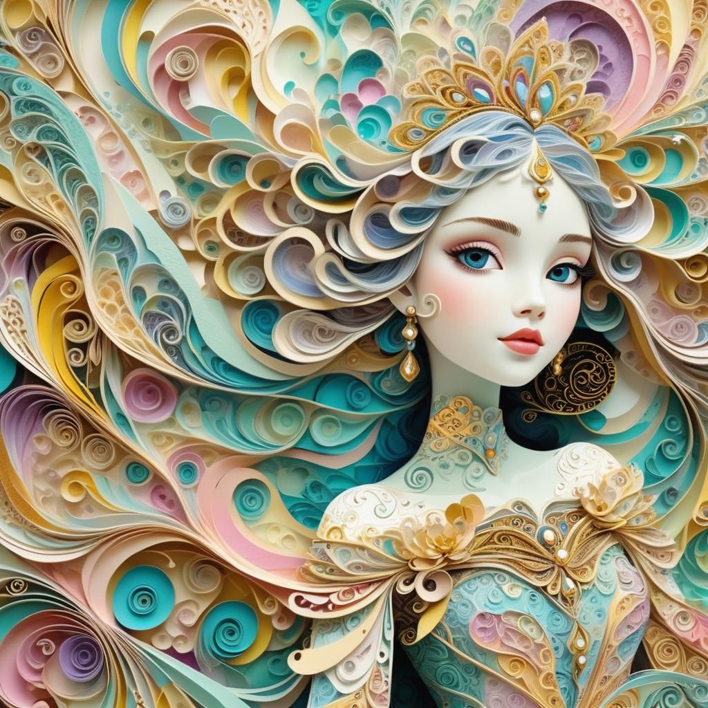 Princess Merada Paper Collage Art in 3D