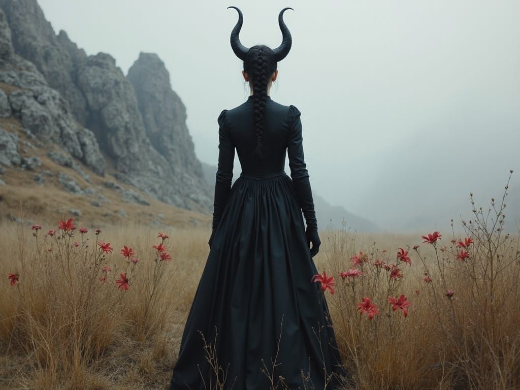 Woman in Victorian Dress Oil Painting