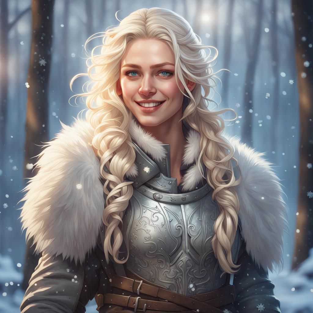 Teenage Ranger in Winter Forest, Digital Art