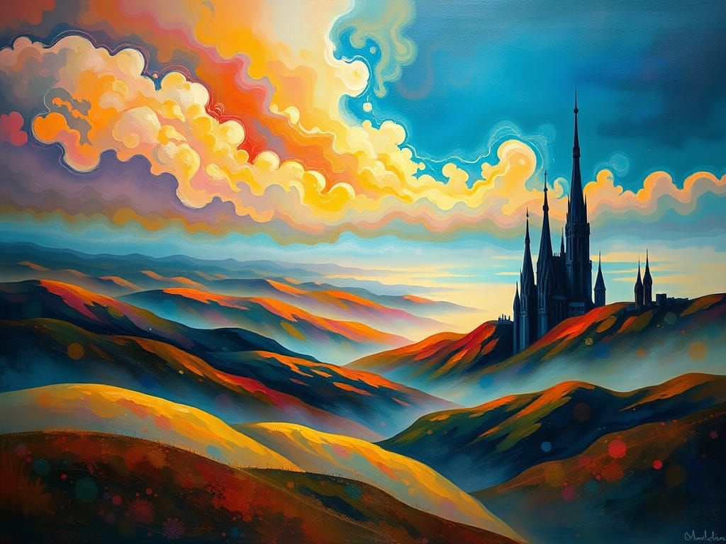 Dreamlike Surreal Landscape in Vibrant Colors
