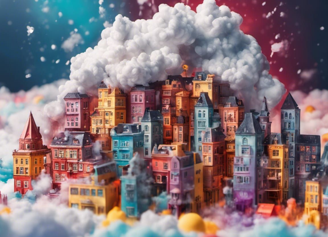 Cloud City Panorama in Hyperrealistic Splash Art