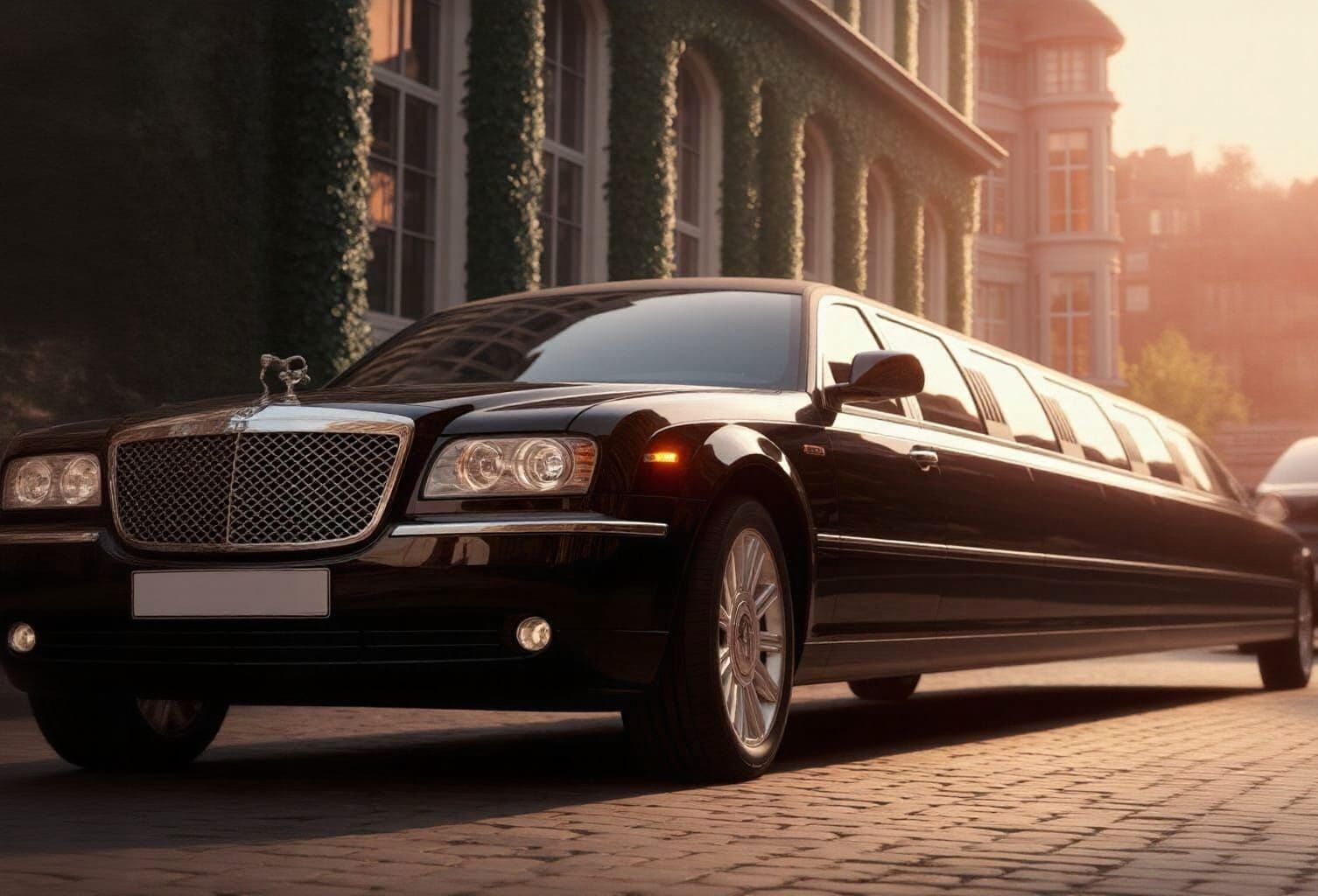 Black Limousine at Golden Hour