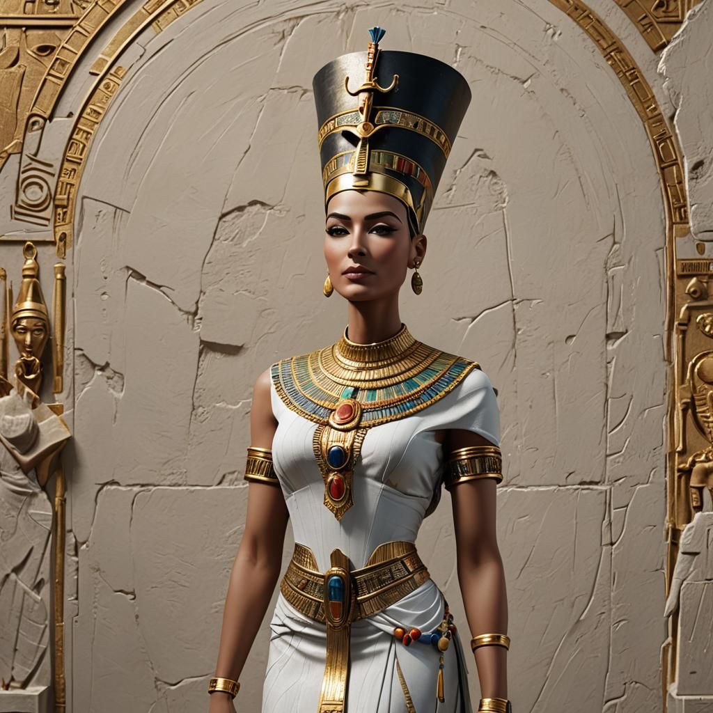 Queen Nefertiti with Gold Accents: Matte Painting