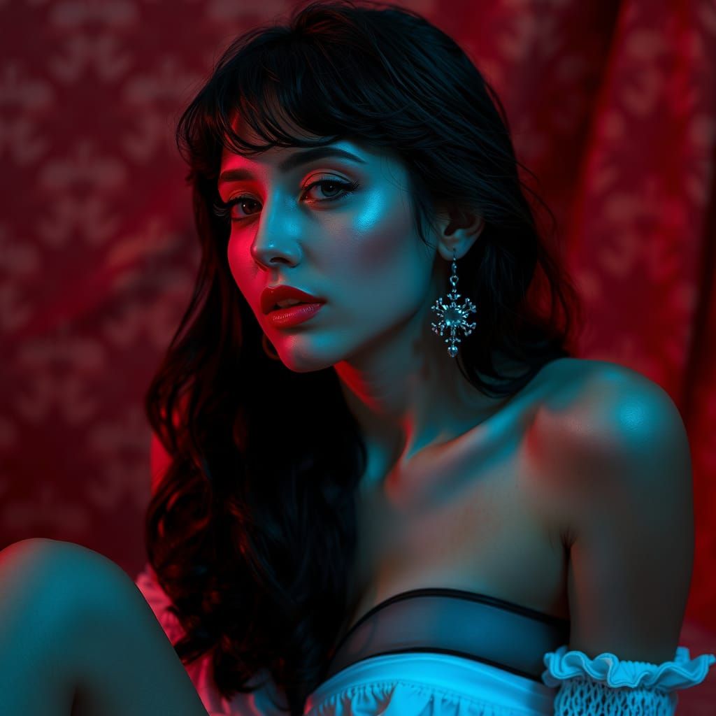 Sensual Editorial Woman in Surrealist Style