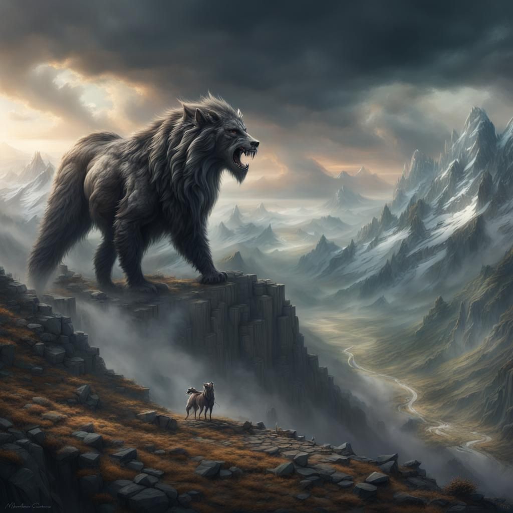 Majestic Beast Roams Through Mountain Pass