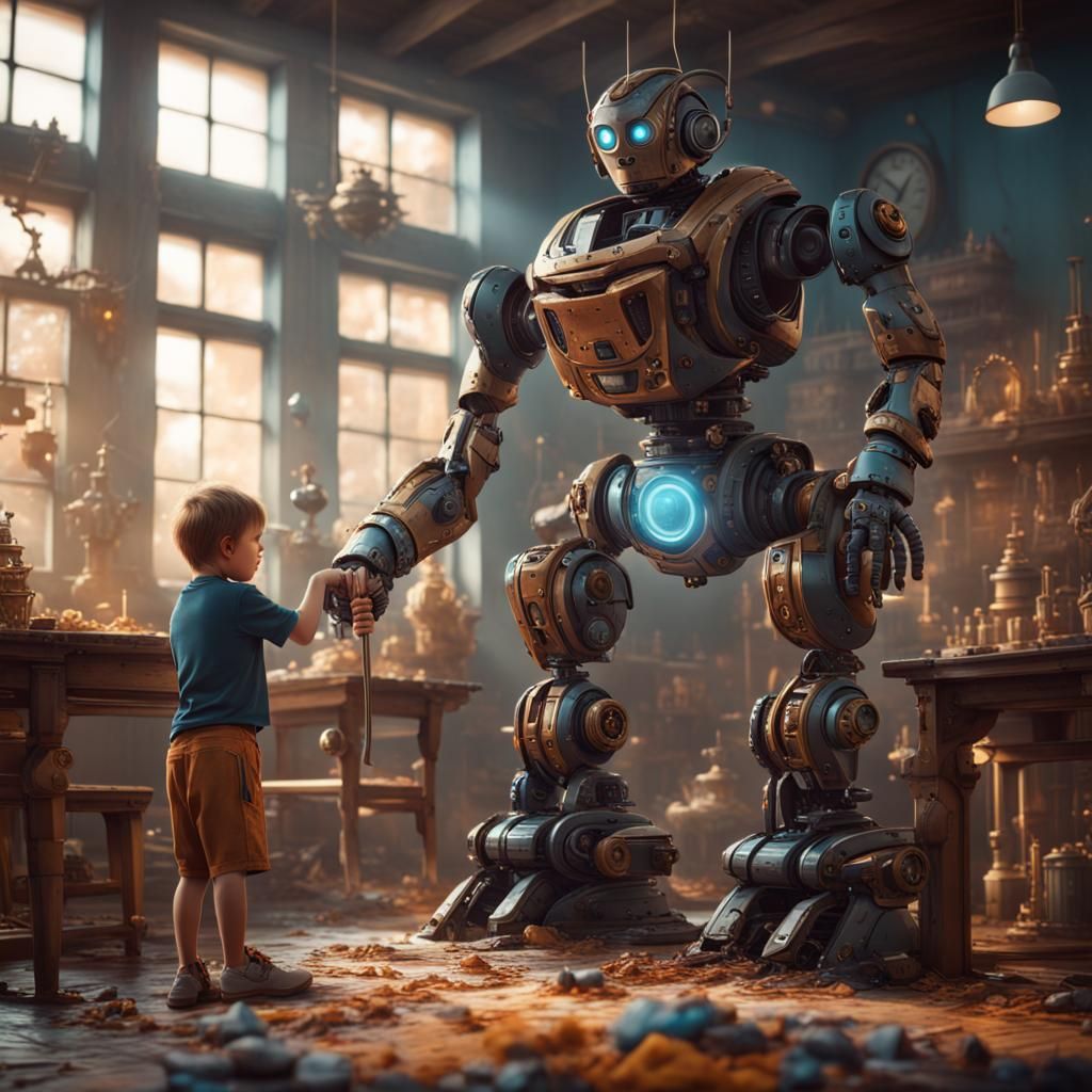 Robot and Child: Detailed Matte Painting