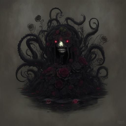 Creepy Zombie Flower with Tentacles from Black Swamp